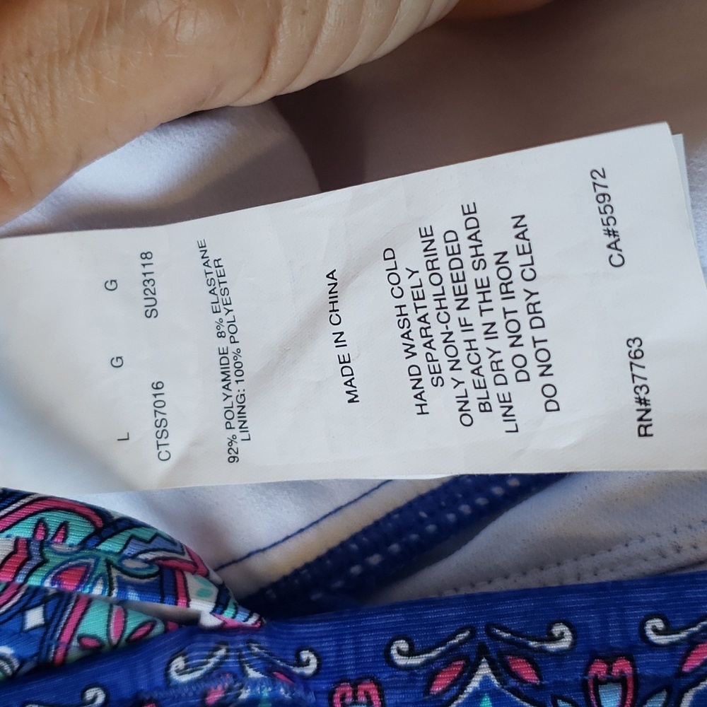 Coastal Zone By Jantzen Blue Floral Halter Swimming Top Only Women's Size L - Picture 8 of 13